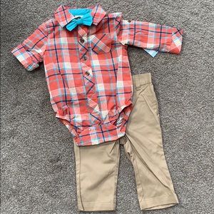 Boys pants and plaid outfit